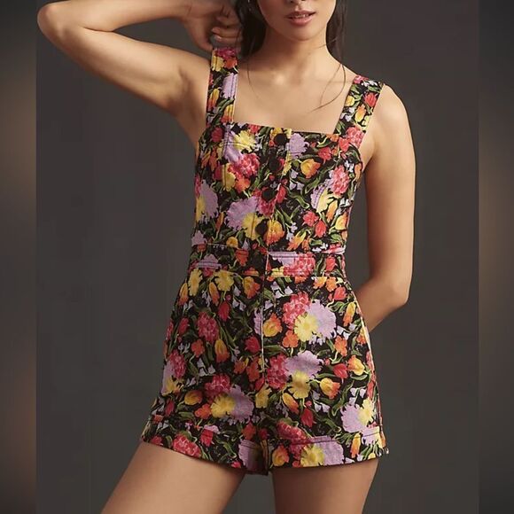 Maeve Pants - Anthropologie The Yukiko Noritake Portside Button-Front Romper by Maeve
